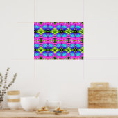 Blauwe Abstracte zonnebloemen, bloemen van mandala Poster (Keuken)