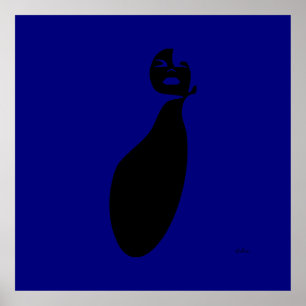 blauwe abstracte zwarte vrouw die op natuurlijk ha poster