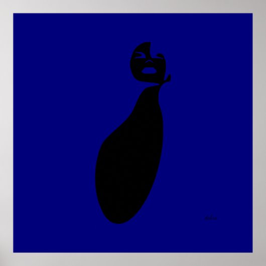 blauwe abstracte zwarte vrouw die op natuurlijk ha poster (Voorkant)