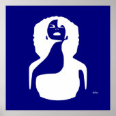 blauwe abstracte zwarte vrouw die op natuurlijk ha poster (Voorkant)