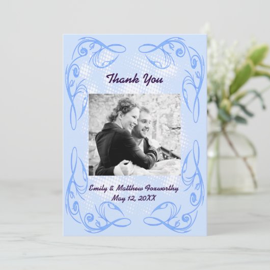 Blauwe Abstracte Zwemrand Dank u Flat Kaart (Staand voorkant)