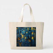 Blauwe abstractie grote tote bag (Achterkant)