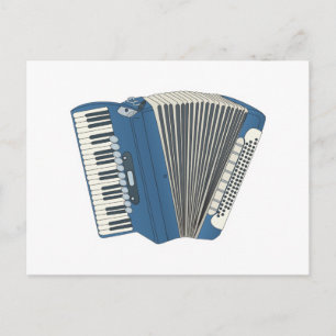 blauwe accordeon briefkaart