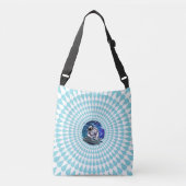 Blauwe achtergrond Astronaut DJ Music Space Canvas Crossbody Tas (Voorkant)