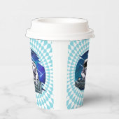 Blauwe achtergrond Astronaut DJ Music Space Papieren Bekers (Rechts)