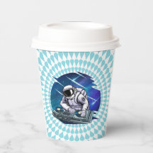 Blauwe achtergrond Astronaut DJ Music Space