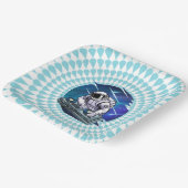 Blauwe achtergrond Astronaut DJ Music Space Papieren Bordje (Gebogen)