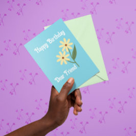 Blauwe achtergrond - boter gele madeliefjes kaart