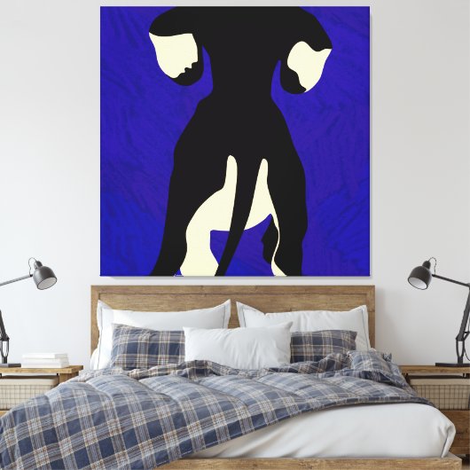 Blauwe achtergrond canvas afdruk (Insitu (Slaapkamer))