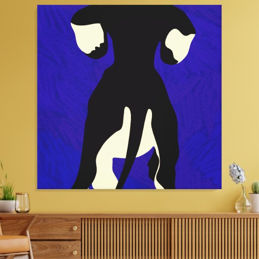 Blauwe achtergrond canvas afdruk (Insitu (Woonkamer))