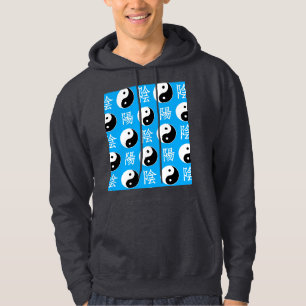 Blauwe achtergrond Chinees Yinyang patroon Hoodie