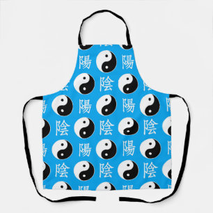 Blauwe achtergrond Chinese Yinyang-patroon Schort