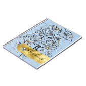 blauwe achtergrond en bloemen notitieboek (Linkerzijde)