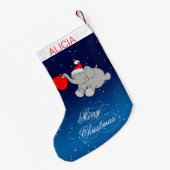 Blauwe achtergrond en olifant kleine kerstsok (Achterkant (Hangend))