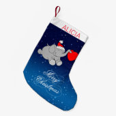 Blauwe achtergrond en olifant kleine kerstsok (Voorkant (Hangend))