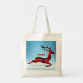 Blauwe achtergrond en speldendeer tote bag (Achterkant)