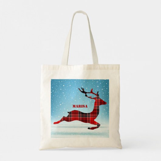 Blauwe achtergrond en speldendeer tote bag (Achterkant)