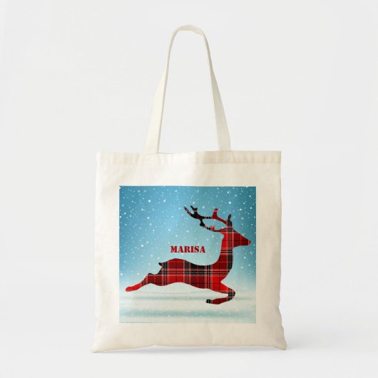 Blauwe achtergrond en speldendeer tote bag (Voorkant)