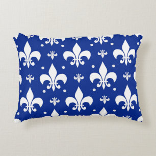 Blauwe achtergrond Fleur-de-lis Patroonontwerp Accent Kussen