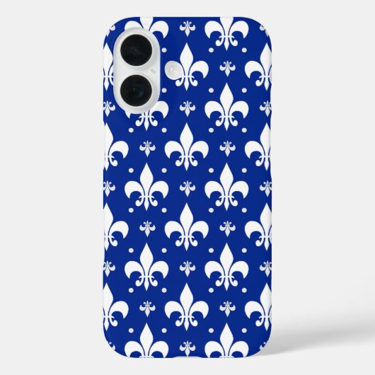 Blauwe achtergrond Fleur-de-lis Patroonontwerp Case-Mate iPhone Case (Achterkant)
