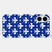 Blauwe achtergrond Fleur-de-lis Patroonontwerp Case-Mate iPhone Case (Achterkant (horizontaal))