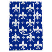 Blauwe achtergrond Fleur-de-lis Patroonontwerp Medium Cadeauzakje (Achterkant)
