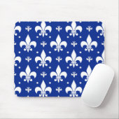 Blauwe achtergrond Fleur-de-lis Patroonontwerp Muismat (Met muis)