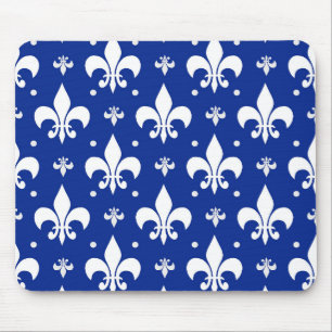 Blauwe achtergrond Fleur-de-lis Patroonontwerp Muismat