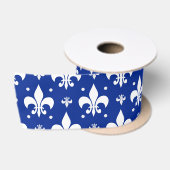 Blauwe achtergrond Fleur-de-lis Patroonontwerp Satijnen Lint (Spoel)