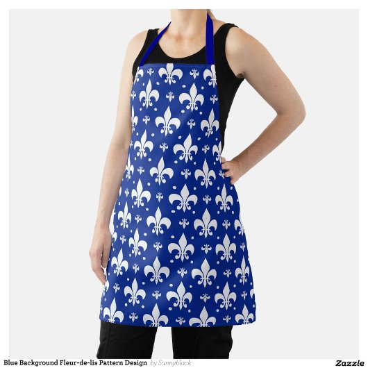 Blauwe achtergrond Fleur-de-lis Patroonontwerp Schort