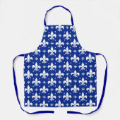 Blauwe achtergrond Fleur-de-lis Patroonontwerp Schort (Voorkant)