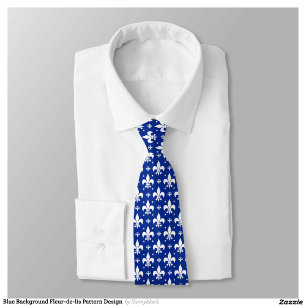 Blauwe achtergrond Fleur-de-lis Patroonontwerp Stropdas