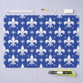 Blauwe achtergrond Fleur-de-lis Patroonontwerp Tissuepapier (Craft)