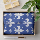 Blauwe achtergrond Fleur-de-lis Patroonontwerp Tissuepapier (Geschenk)