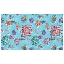 Blauwe achtergrond Floral Art Tafelkleed