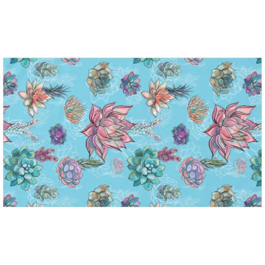 Blauwe achtergrond Floral Art Tafelkleed (Voorkant (Horizontaal))