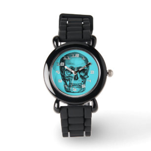 blauwe achtergrond horloge