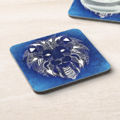 Blauwe achtergrond Kat Beverage Coasters Bier Onderzetter (Linkerzijde)