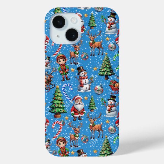 Blauwe Achtergrond Kerst Decoratiepatroon Case-Mate iPhone Case (Achterkant)