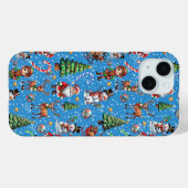 Blauwe Achtergrond Kerst Decoratiepatroon Case-Mate iPhone Case (Achterkant (horizontaal))