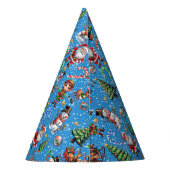 Blauwe Achtergrond Kerst Decoratiepatroon Feesthoedjes (Achterkant)