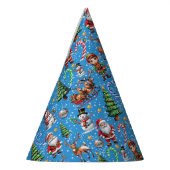 Blauwe Achtergrond Kerst Decoratiepatroon Feesthoedjes (Links)