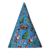 Blauwe Achtergrond Kerst Decoratiepatroon Feesthoedjes (Rechts)