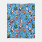 Blauwe Achtergrond Kerst Decoratiepatroon Fleece Deken (Voorkant)