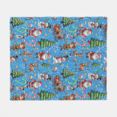 Blauwe Achtergrond Kerst Decoratiepatroon Fleece Deken (Voorkant (Horizontaal))