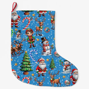 Blauwe Achtergrond Kerst Decoratiepatroon Grote Kerstsok