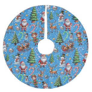 Blauwe Achtergrond Kerst Decoratiepatroon Kerstboom Rok