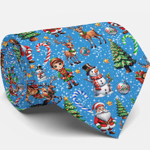 Blauwe Achtergrond Kerst Decoratiepatroon Stropdas
