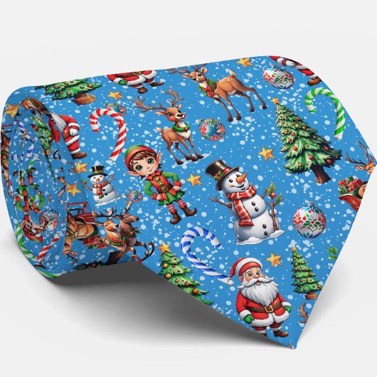 Blauwe Achtergrond Kerst Decoratiepatroon Stropdas