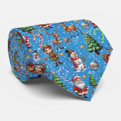 Blauwe Achtergrond Kerst Decoratiepatroon Stropdas (Opgerold)
